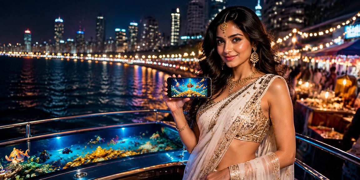 Mumbai Marine Drive with fishing-themed casino game